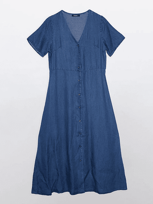 Vestido Mujer Tencel Azul Familyshop