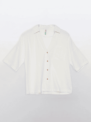 Blusa Mujer Lino Blanco Familyshop