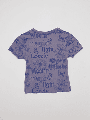 Polera Mujer Full Print Celeste Familyshop