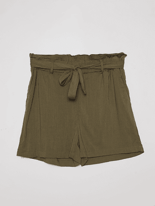 Short Mujer Lino Liso Set Verde Familyshop
