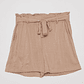 Short Mujer Lino Beige Familyshop - Miniatura 1