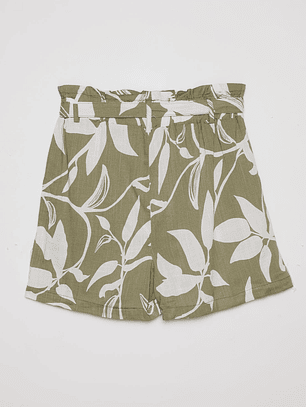 Short Mujer Lino Liso Verde Familyshop