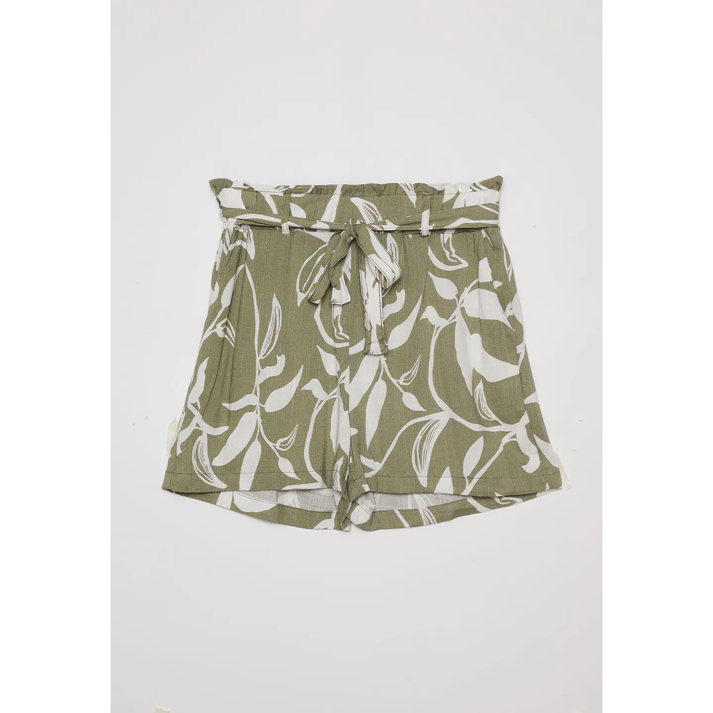 Short Mujer Lino Liso Verde Familyshop 1