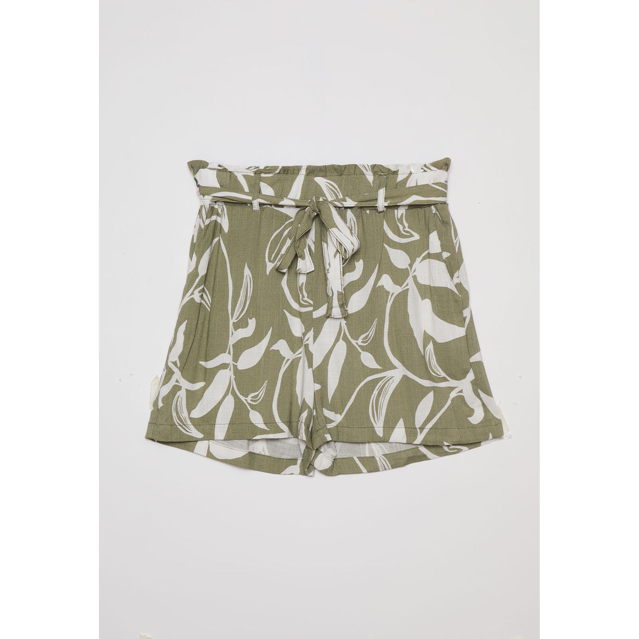 Short Mujer Lino Liso Verde Familyshop 1