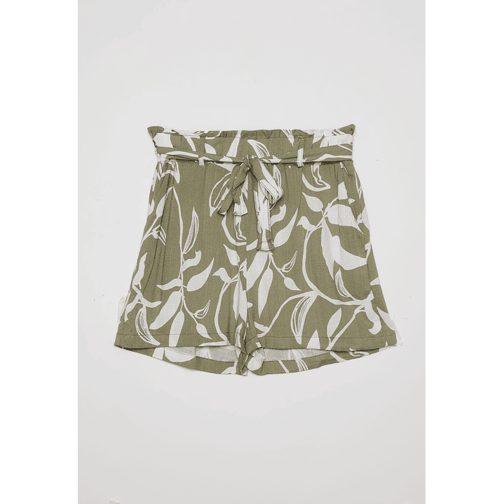 Short Mujer Lino Liso Verde Familyshop 1