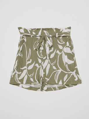 Short Mujer Lino Liso Verde Familyshop