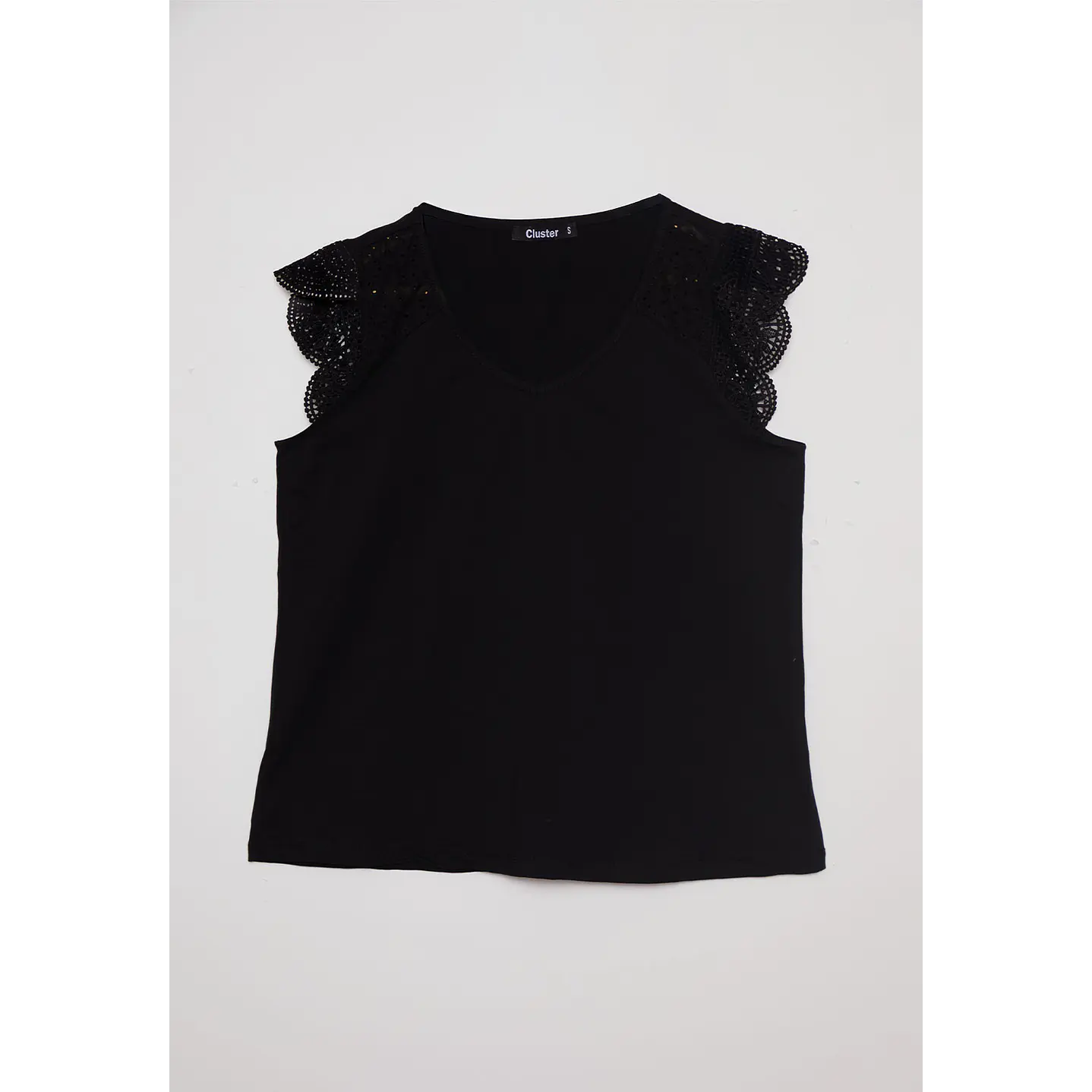 Polera Mujer Broderie Negro Familyshop 1