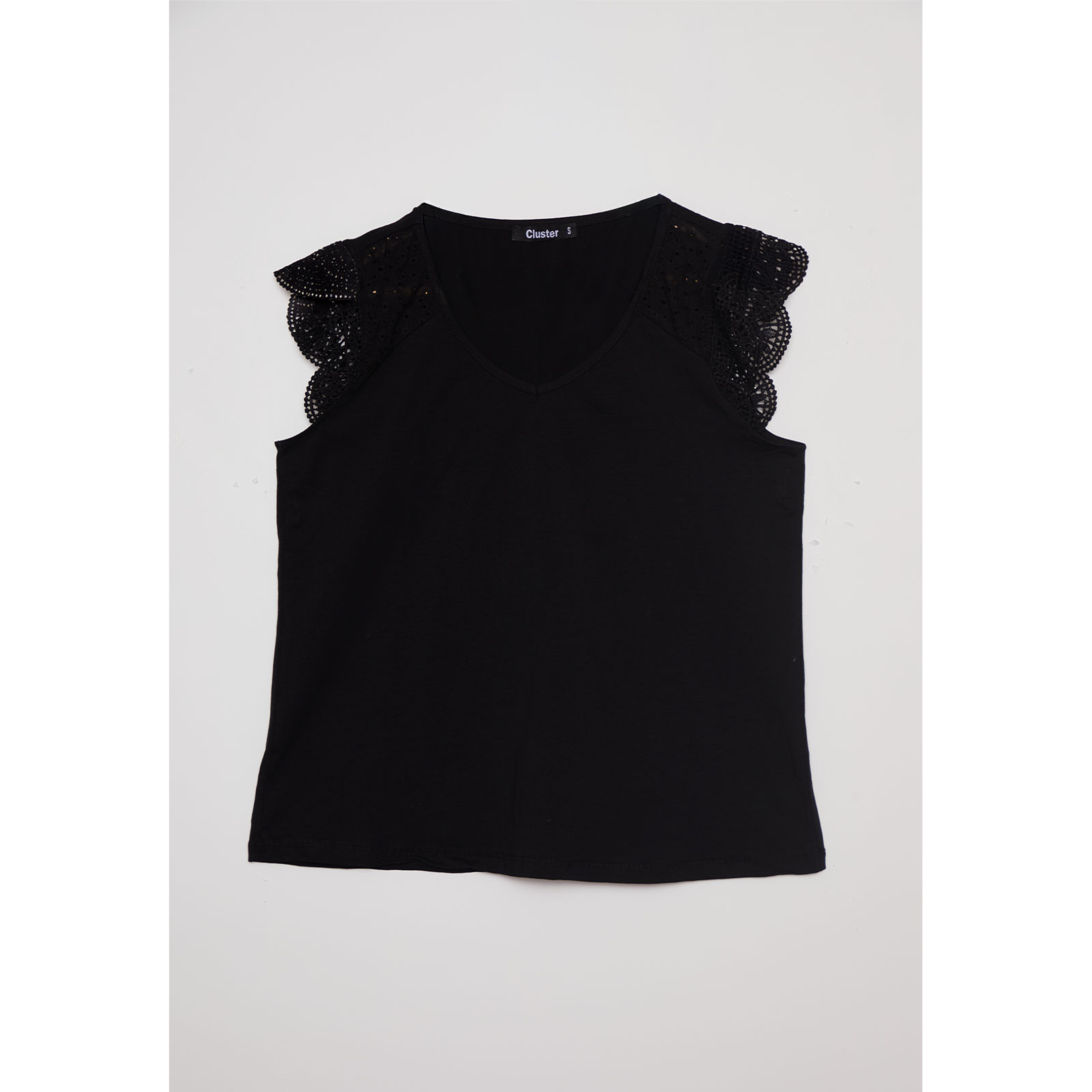 Polera Mujer Broderie Negro Familyshop 1