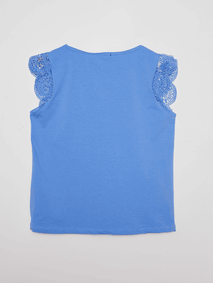 Polera Mujer Broderie Azul Familyshop