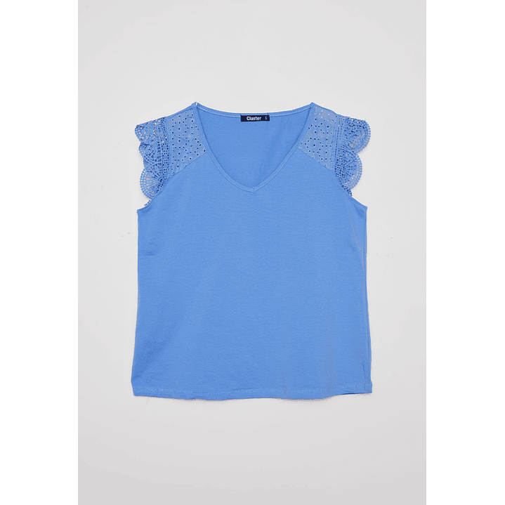 Polera Mujer Broderie Azul Familyshop 1