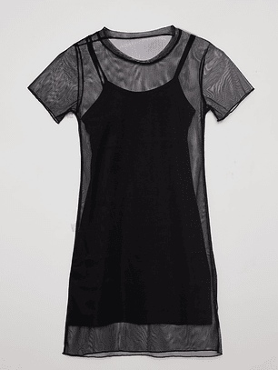 Vestido Lola Manga Corta Negro Familyshop