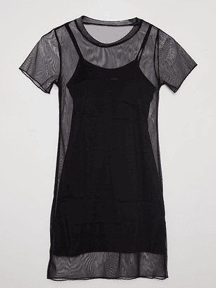 Vestido Lola Manga Corta Negro Familyshop