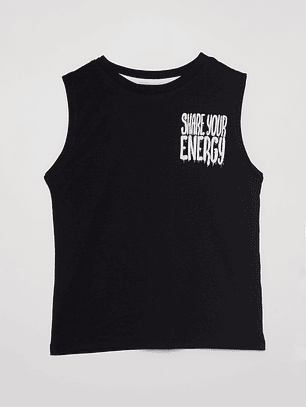 Polera Niño Sin Mangas Negro Familyshop