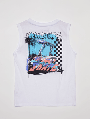 Polera Niño Sin Mangas Blanco Familyshop