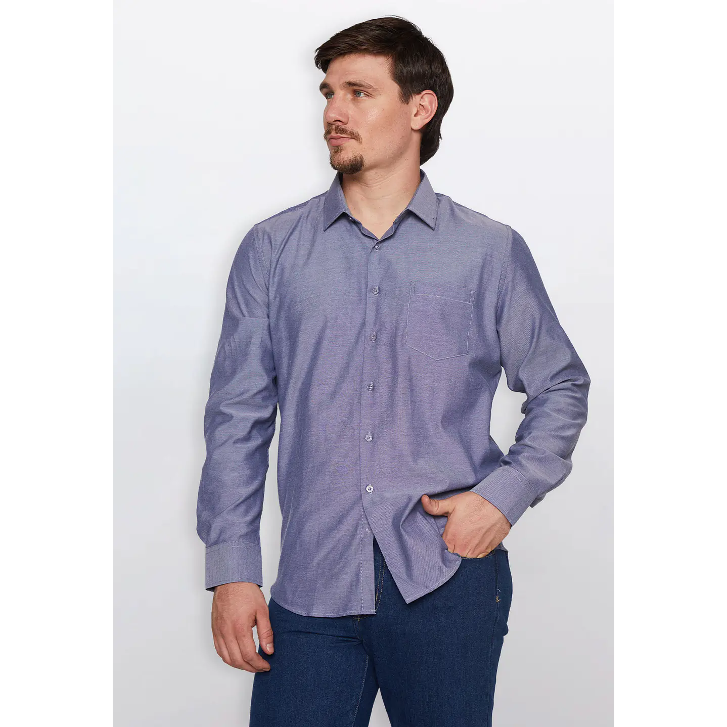 Camisa Hombre Oxford Gris Familyshop 1