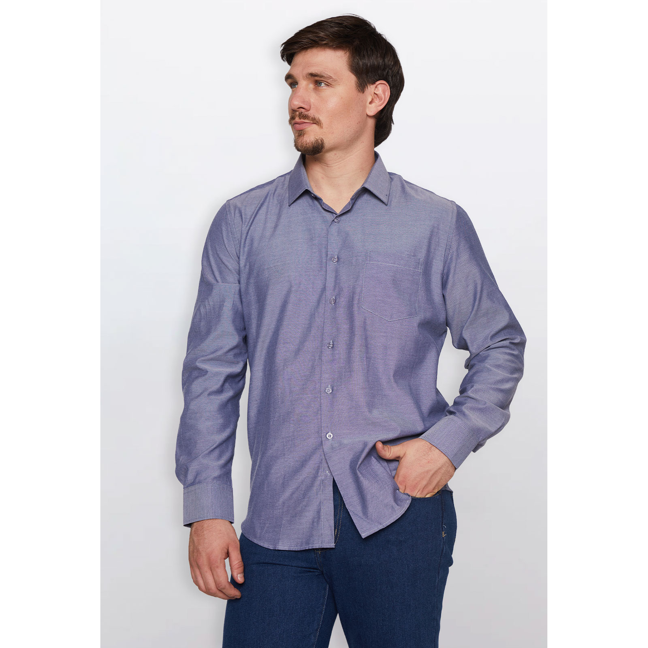 Camisa Hombre Oxford Gris Familyshop 1