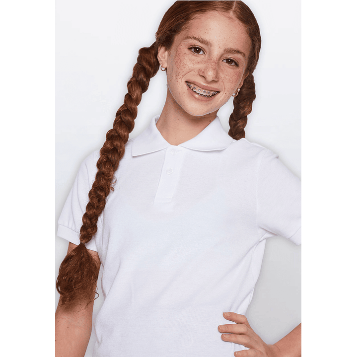 Polera Unisex Pique Escolar Blanco Familyshop 5
