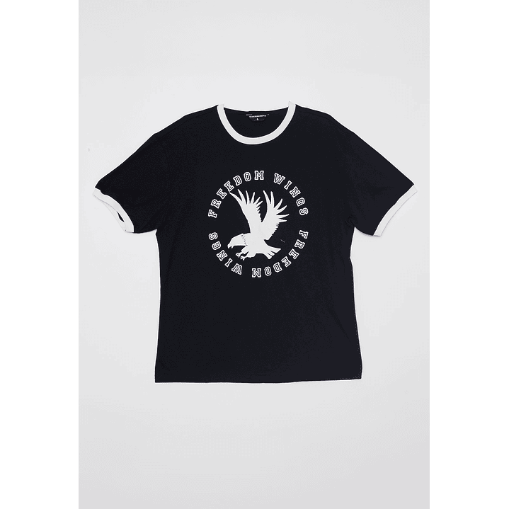 Polera College Contraste Hombre Negro Familyshop 1