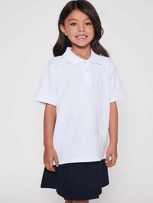 Polera Unisex Escolar Pique Blanca Tallas 6 a 16 Familyshop
