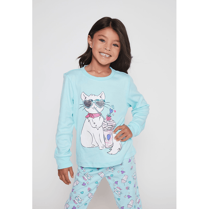 Pijama Jersey Niña Celeste Familyshop 3
