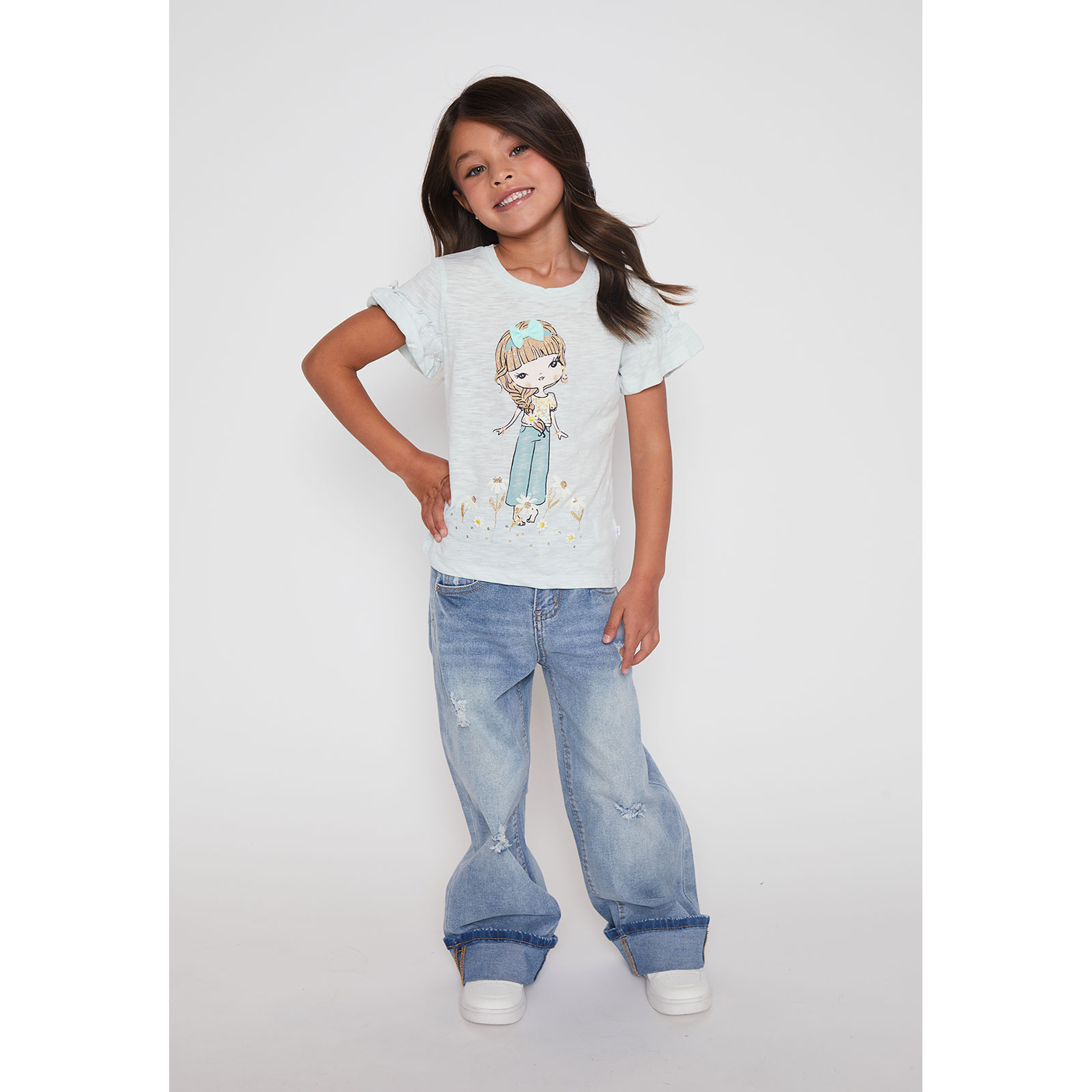 Polera Vuelos Niña Turquesa Familyshop 3
