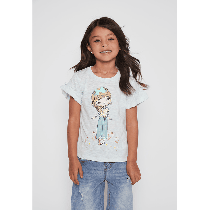 Polera Vuelos Niña Turquesa Familyshop 1