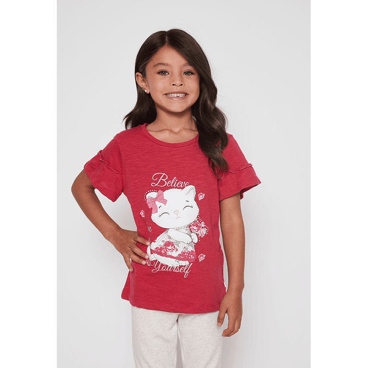 Polera Vuelos Niña Rojo Familyshop 1