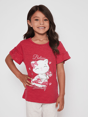 Polera Vuelos Niña Rojo Familyshop