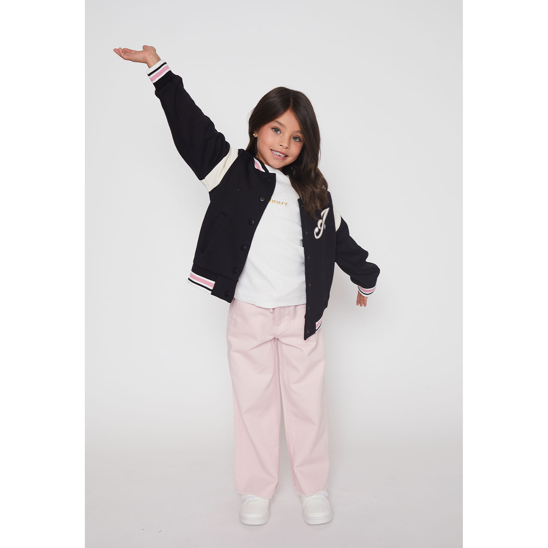 Chaqueta Varsity Niña Negro Familyshop 3