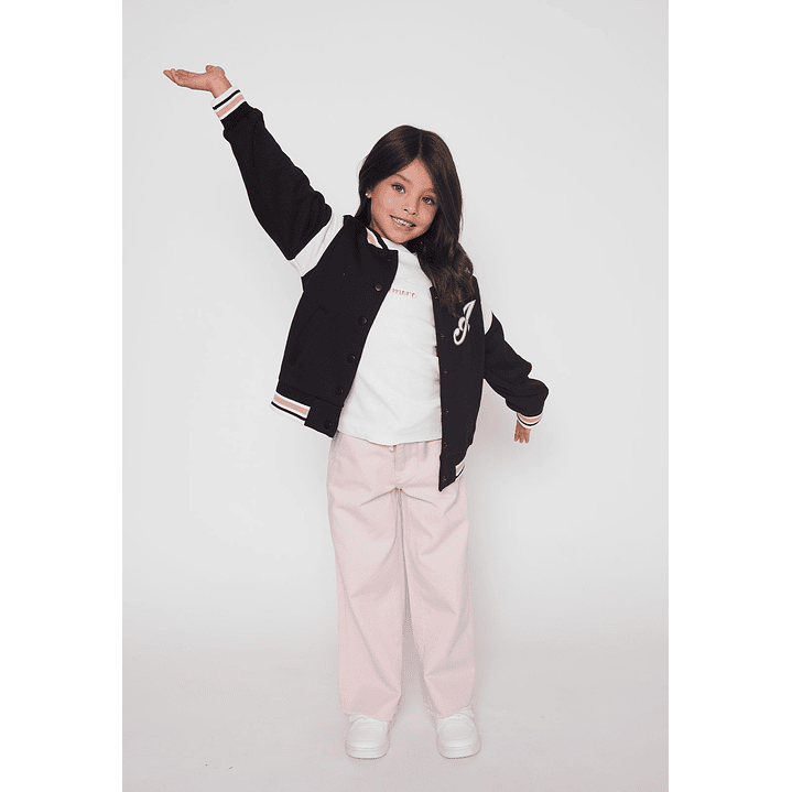 Chaqueta Varsity Niña Negro Familyshop 3