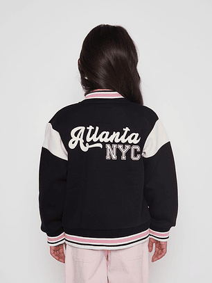 Chaqueta Varsity Niña Negro Familyshop
