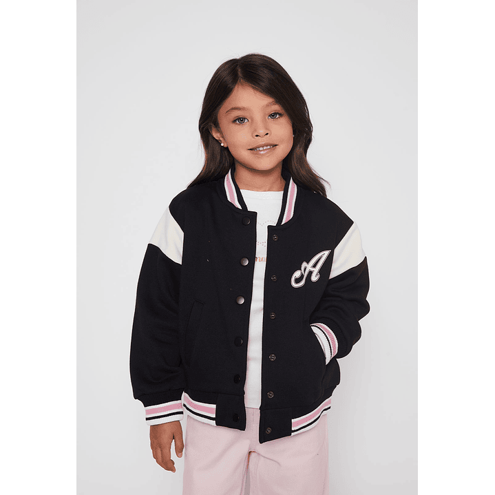 Chaqueta Varsity Niña Negro Familyshop 1
