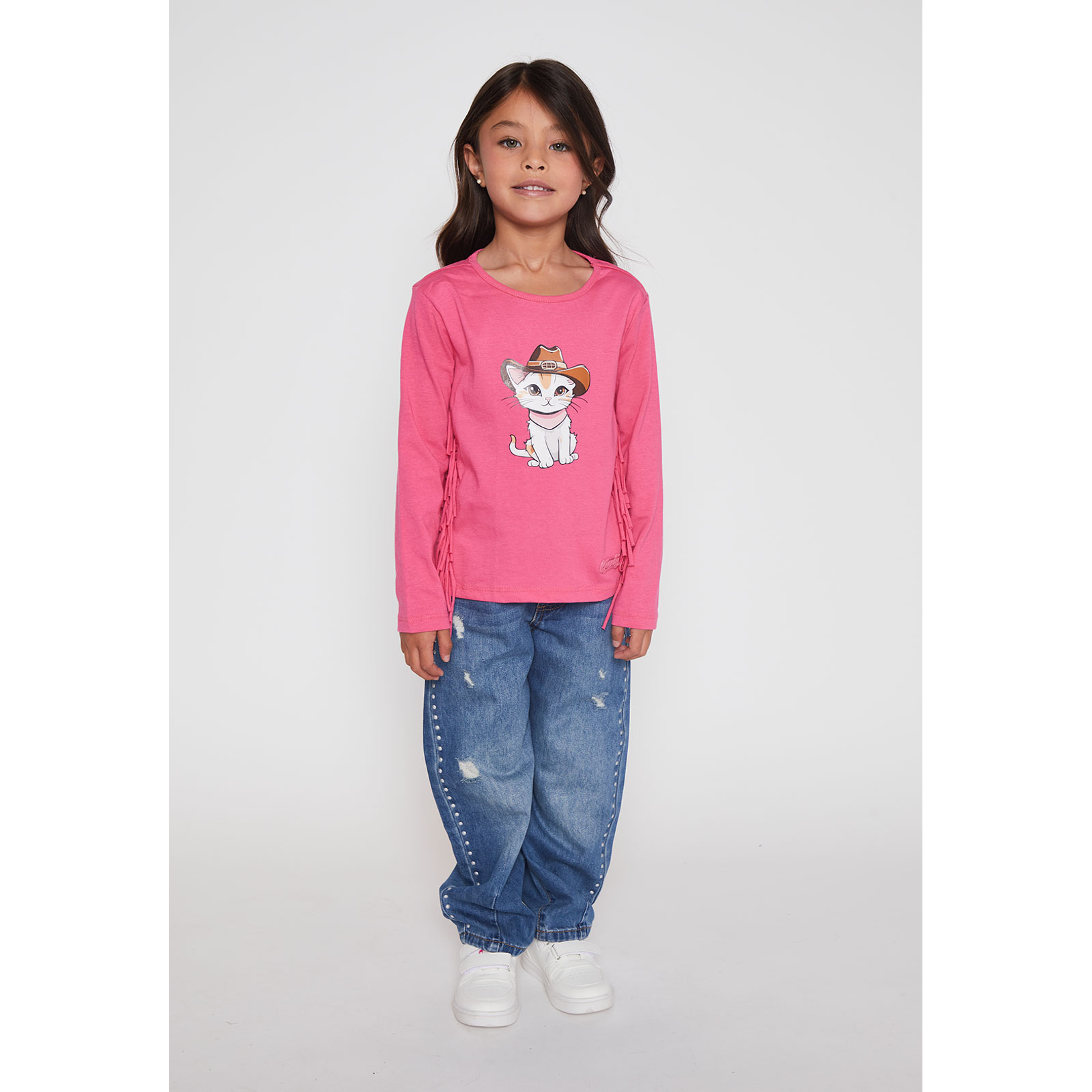 Polera Flecos Niña Fucsia Familyshop 3