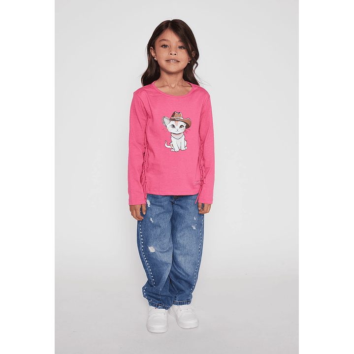 Polera Flecos Niña Fucsia Familyshop 3