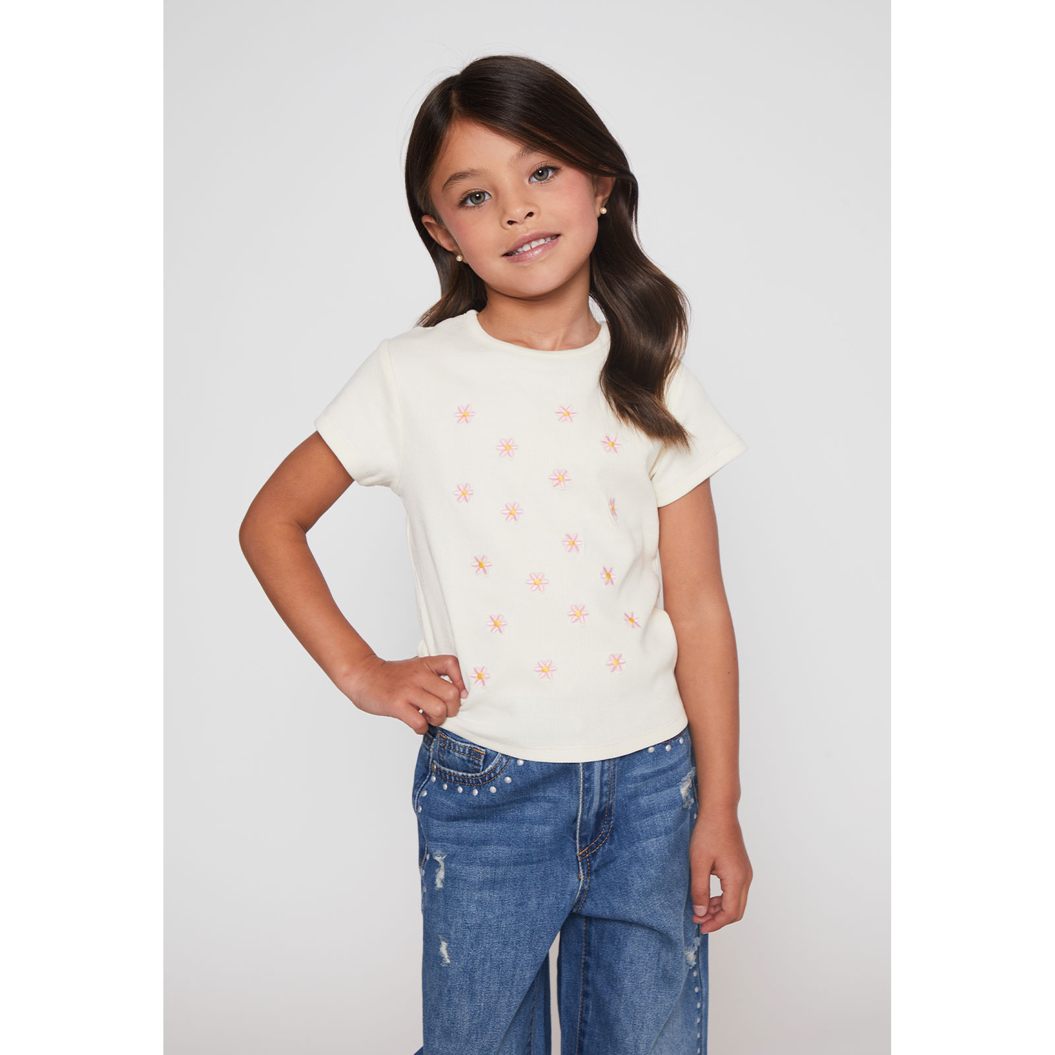 Polera Bordado Niña Crudo Familyshop 1
