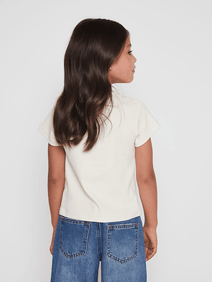 Polera Bordado Niña Crudo Familyshop