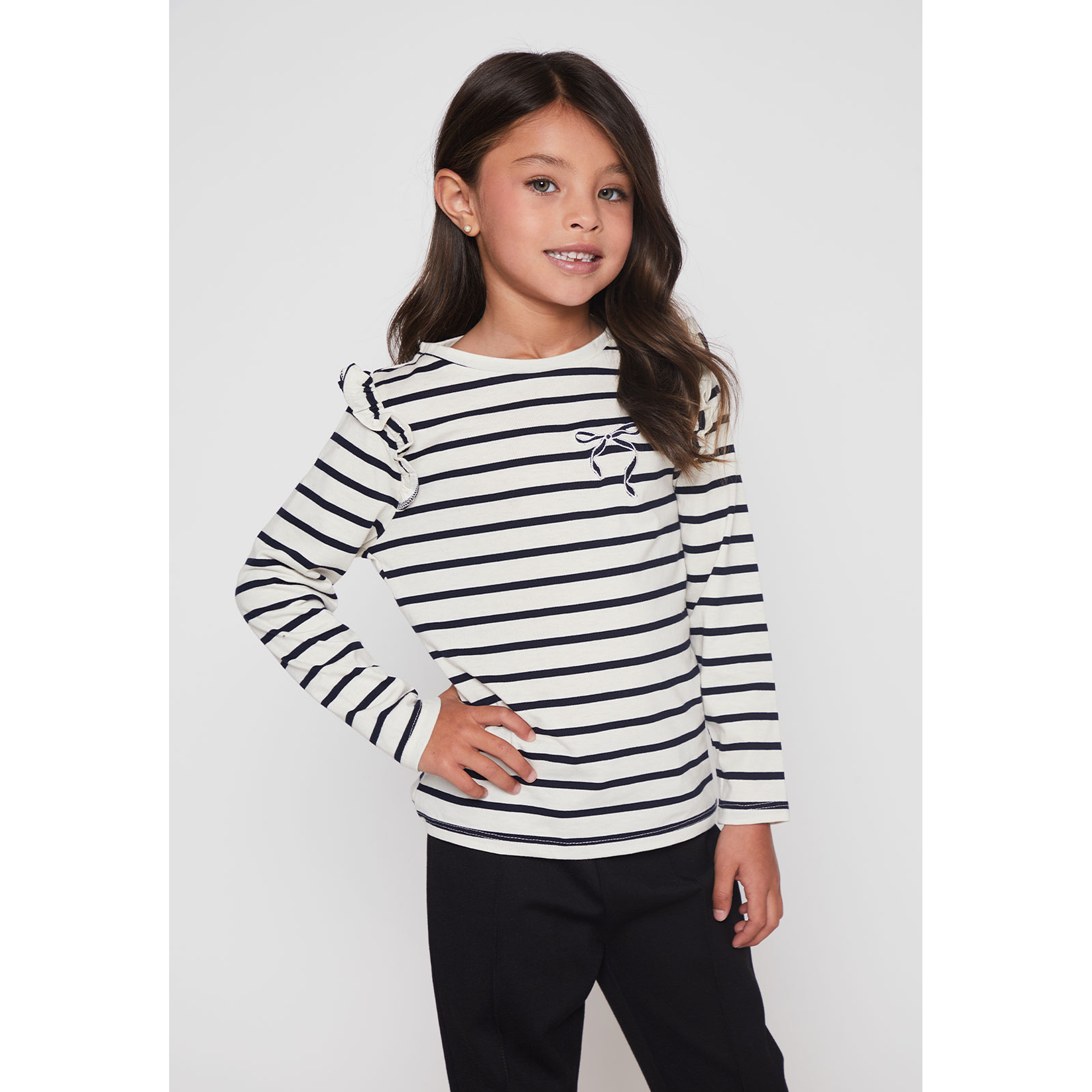 Polera Bordado Lazo Niña Crudo Familyshop 1