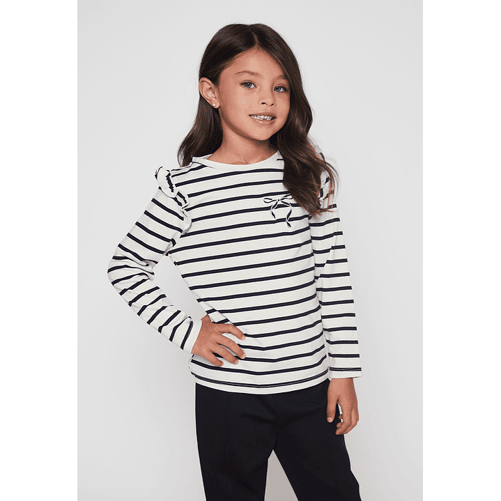 Polera Bordado Lazo Niña Crudo Familyshop 1
