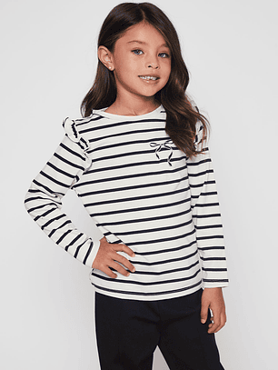 Polera Bordado Lazo Niña Crudo Familyshop