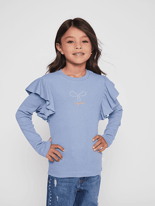 Polera Vuelos Niña Celeste Familyshop