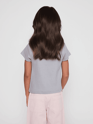 Polera Bordado Niña Celeste Familyshop