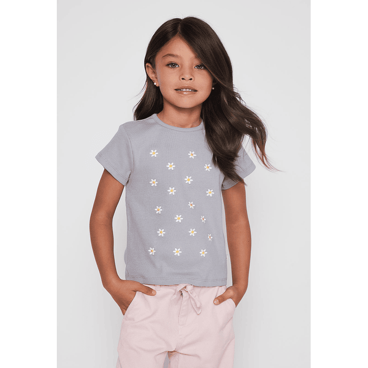 Polera Bordado Niña Celeste Familyshop 1