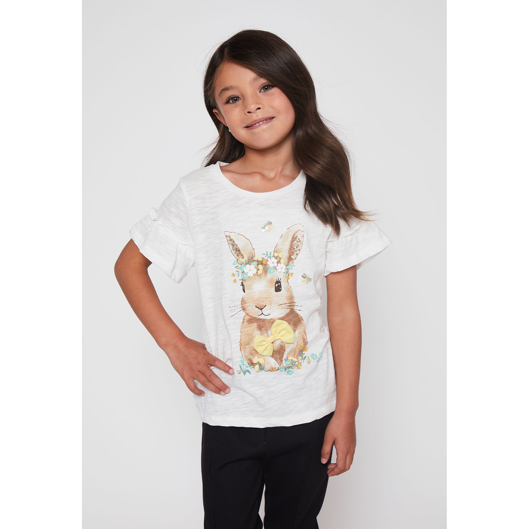 Polera Vuelos Niña Blanco Familyshop 1