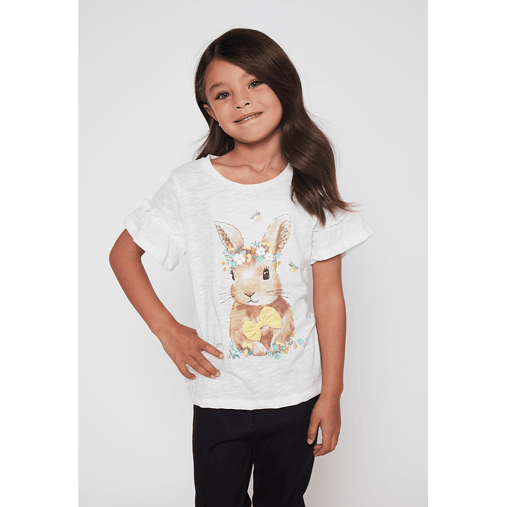 Polera Vuelos Niña Blanco Familyshop 1