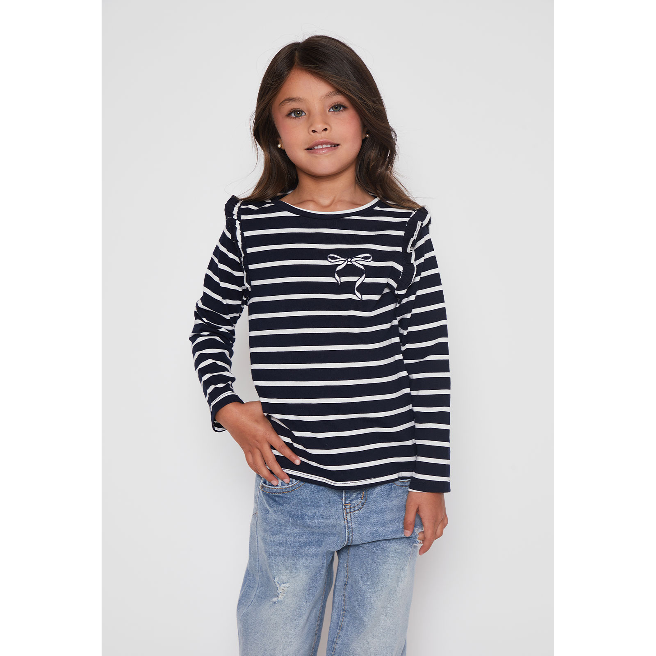 Polera Bordado Niña Azul Familyshop 1