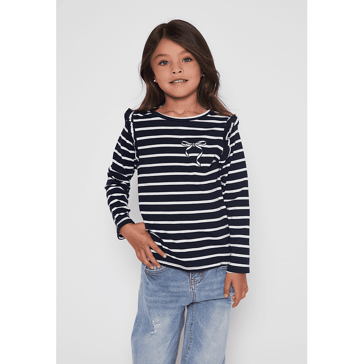 Polera Bordado Niña Azul Familyshop 1