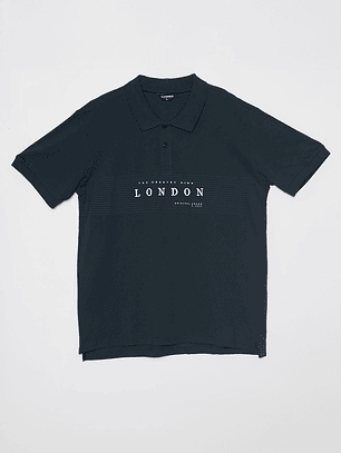 Polera Bordado London Hombre Gris Familyshop