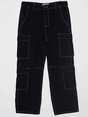Jeans Cargo Contraste Hombre Negro Familyshop