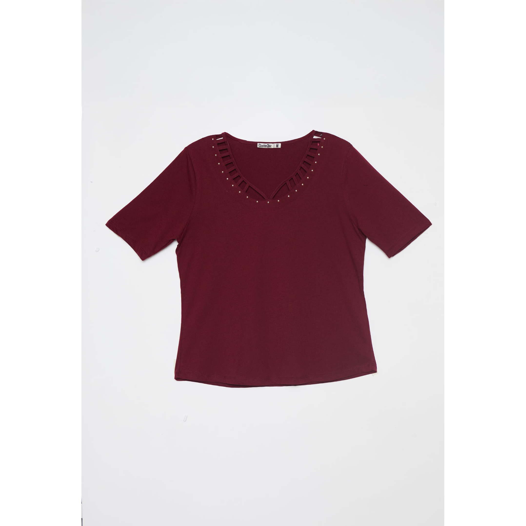 Polera Escocesa Mujer Burdeo Familyshop 1