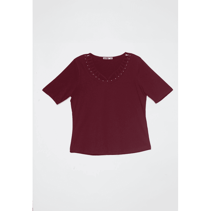 Polera Escocesa Mujer Burdeo Familyshop 1